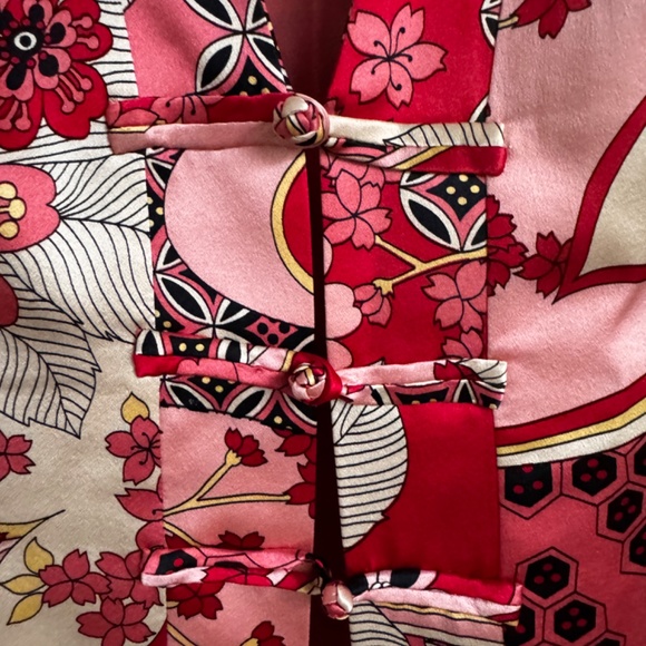 Vintage Eva Fortune all silk red kimono - Picture 3 of 5